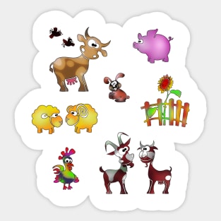 Animals on the farm countyside Sticker